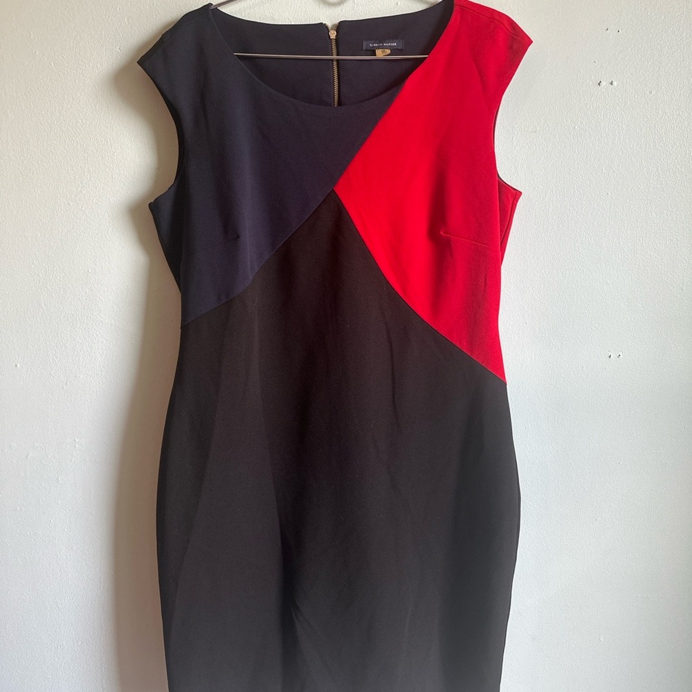 Tommy Hilfiger Black Navy Red Color Block Dress